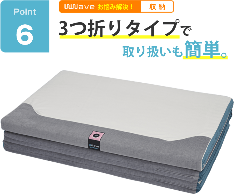 ３つ折りタイプで取り扱いも簡単。