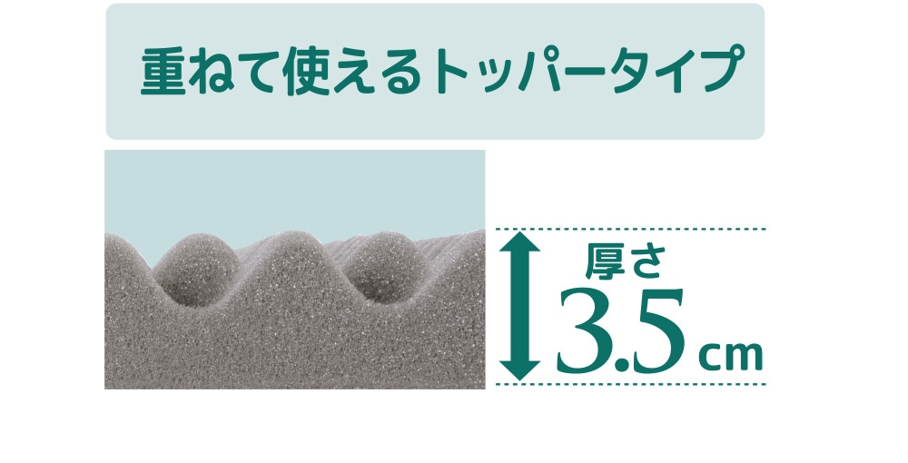 重ねて使えるトッパータイプ　厚さ3.5センチメートル