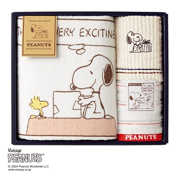 【母の日キャンペーン対象商品】【SNOOPY　スプリングキャンペーン】【のし・包装対応可】ピーナッツ タオルギフト バスタオル１枚 ウォッシュタオル２枚