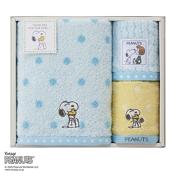 【母の日キャンペーン対象商品】【SNOOPY　スプリングキャンペーン】【のし・包装対応可】ピーナッツ タオルセット バスタオル1枚 ウォッシュタオル2枚