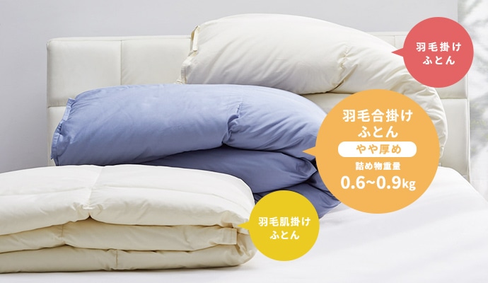 3種類の羽毛ボリューム(商品写真)