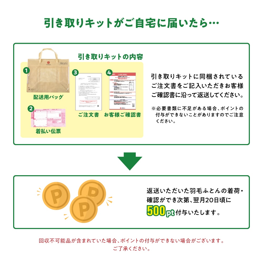 「ご不要になった」羽毛ふとん回収サービス