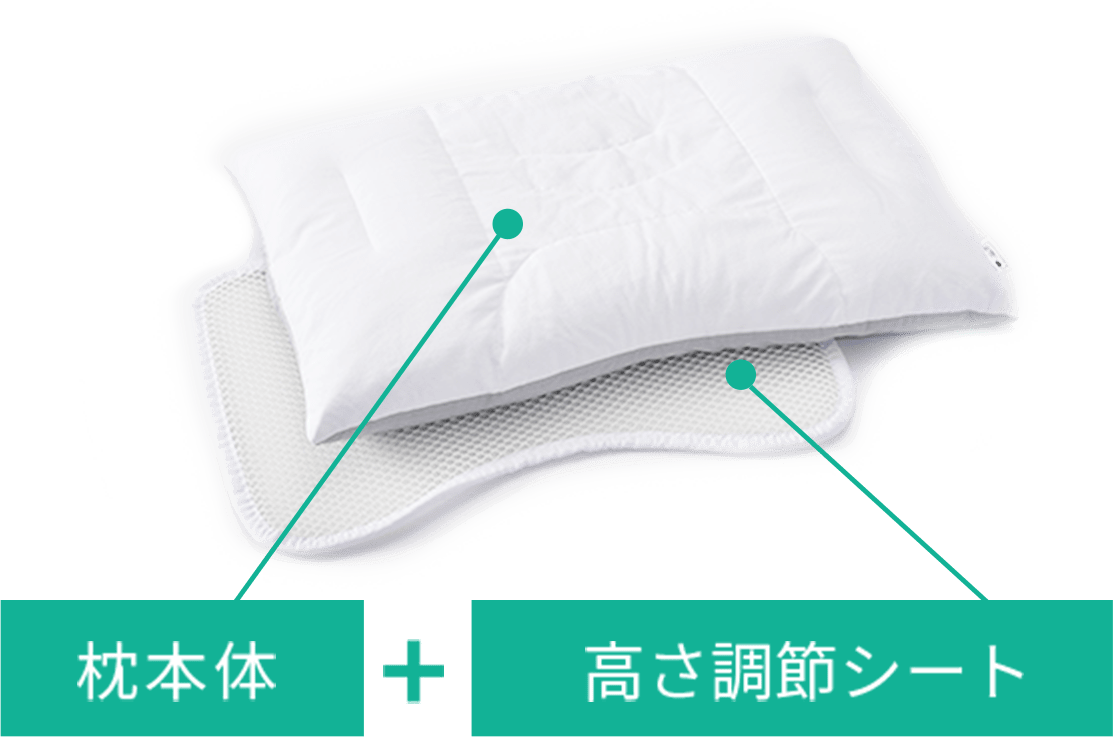 枕本体+高さ調節シート