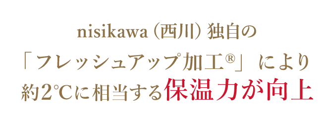 「フレッシュアップ加工」により、約2℃に相当する保温力が向上