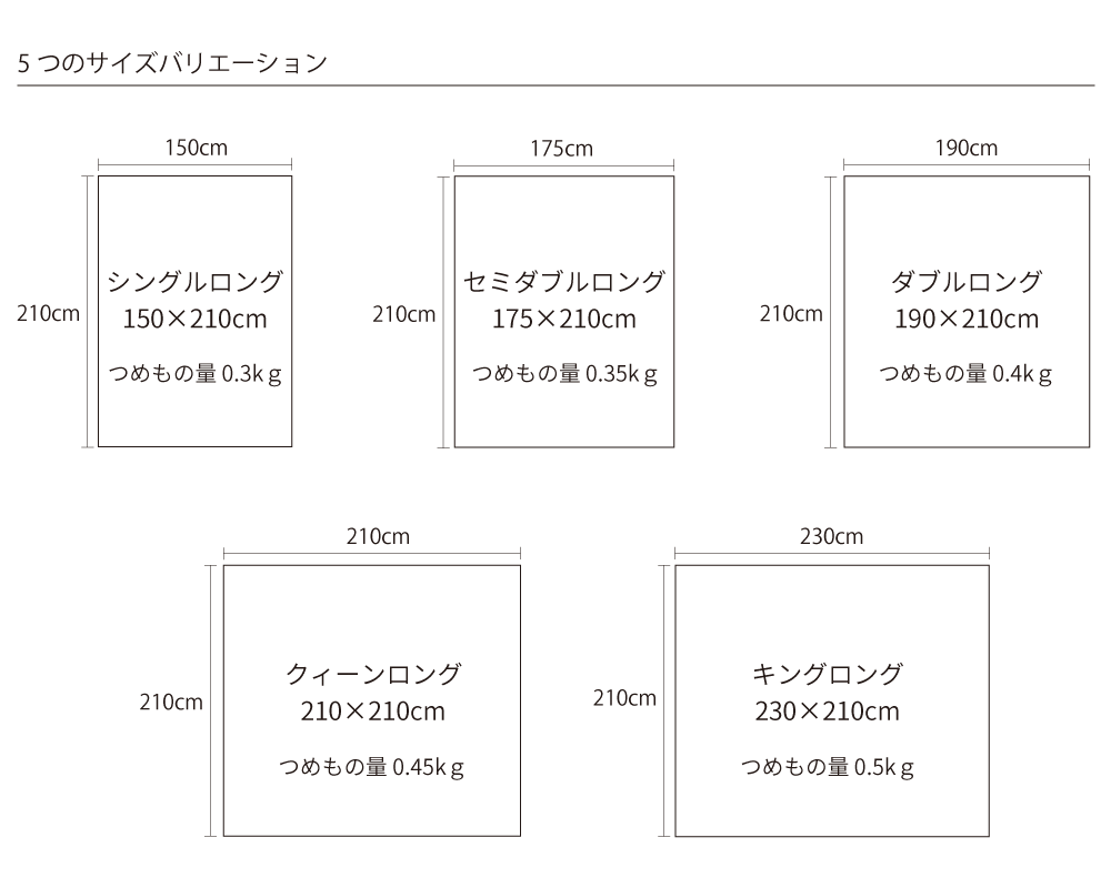 5つのサイズイメージ図